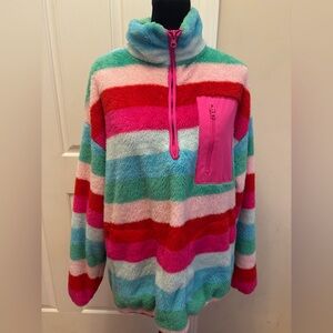 Cabana by Crown & Ivy plus size stripe plush half zip pullover so soft & pocket